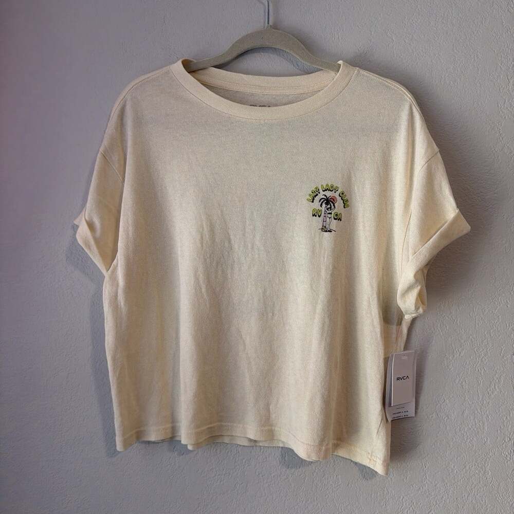 RVCA Womens Lazy Lady Club Pin Up Beach Palm Tree NWT Small Oversized Surf Beach - Picture 2 of 4